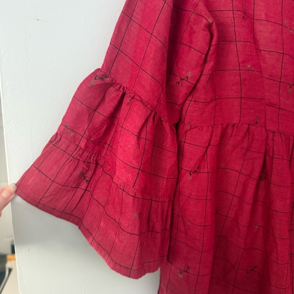 Hiva Global Fusion Desi Red Embroidered Blouse - Picture 3 of 6